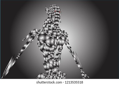 White background 3D robot shape vector