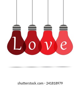 White background, 4 lamps shown the word love