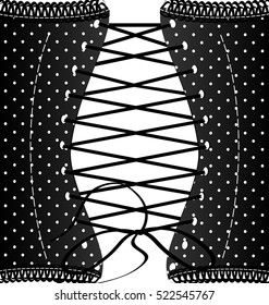 white background and abstract black lace of dark corset with lace
