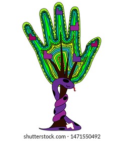 white background and abstract color tree-hand with purple snake and likes
