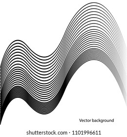 White background with abstract curved black lines for your amazing design. 3D Wave. Element for your business presentation or some creative design.