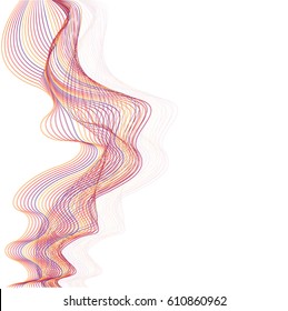 White background with abstract curved colored lines for your amazing design. 3D wave.