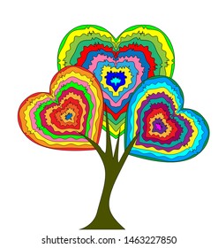 white background and the abstract heart-shaiped tree