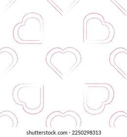 White background. Abstract line drawing. Pink heart. Holiday wedding.