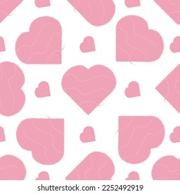 White background. Abstract line drawing. Pink heart. Love icon.