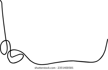 White background with abstract one black line drawing, vector design.