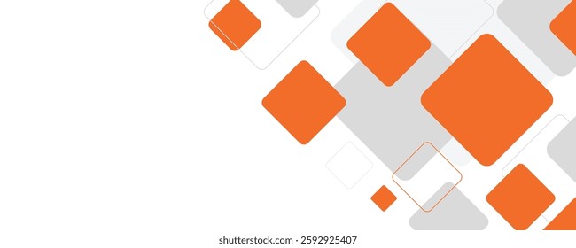 White background with abstract orange and grey square decoration. Vector illustration for modern presentation background, brochure design, business card background, website slider, landing page