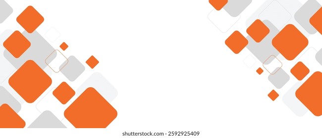 White background with abstract orange and grey square decoration. Vector illustration for modern presentation background, brochure design, business card background, website slider, landing page