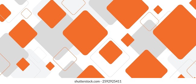 White background with abstract orange and grey square decoration. Vector illustration for modern presentation background, brochure design, business card background, website slider, landing page