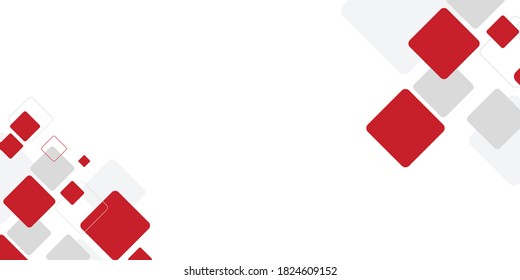 Fondo blanco con una decoración cuadrada gris y roja abstracta. Ilustración vectorial para el fondo moderno de la presentación, diseño de folletos, fondo de tarjeta de visita, deslizador de sitio web, página de inicio