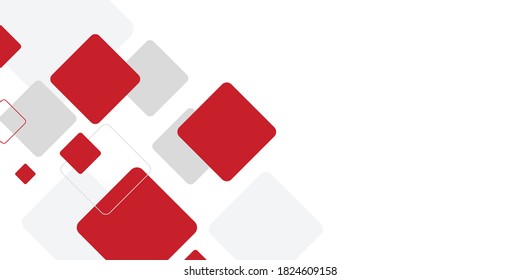 White background with abstract red grey square decoration. Vector illustration for modern presentation background, brochure design, business card background, website slider, landing page