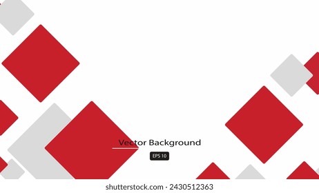 Fondo blanco con decoración cuadrada gris rojo abstracto. Ilustración del vector para el fondo moderno de la presentación,
 diseño de folletos, fondo de tarjeta de visita,
 deslizador de sitio web, página de destino