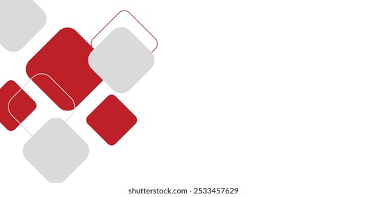 Fondo blanco con decoración cuadrada gris rojo abstracto. Ilustración vectorial para el fondo moderno de la presentación, 