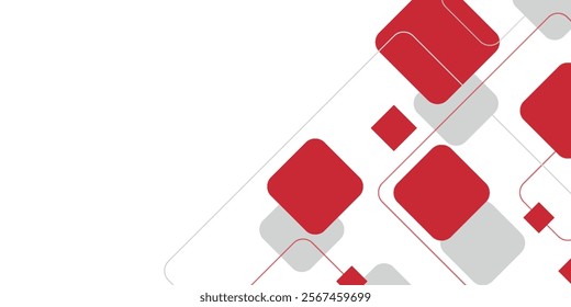 White background with abstract red grey square decoration. Vector illustration for modern presentation background, brochure design, business