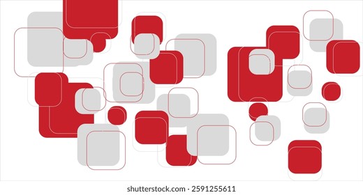 White background with abstract red grey square decoration. Vector illustration for modern presentation background, brochure design, business card background