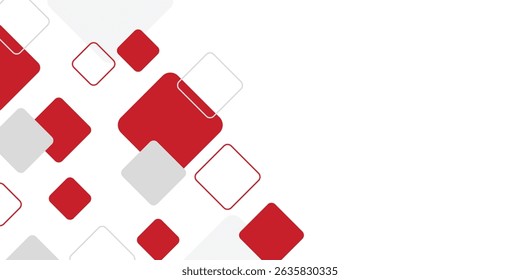 White background with abstract red grey square decoration. Vector illustration for modern presentation background, brochure design, business card background, website slider, landing page