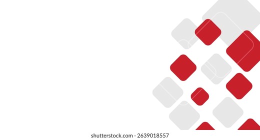 White background with abstract red grey square decoration. Vector illustration for modern presentation background, brochure design, business card background, website slider, landing page