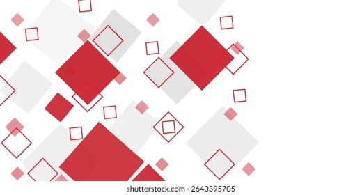 White background with abstract red grey square decoration. Vector illustration for modern presentation background, brochure design, business card background, website slider, landing page