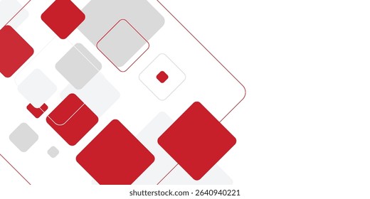 White background with abstract red grey square decoration. Vector illustration for modern presentation background, brochure design, business card background, website slider, landing page