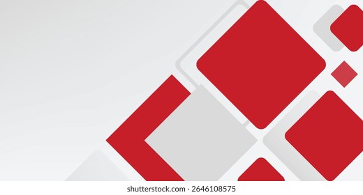 White background with abstract red grey square decoration. Vector illustration for modern presentation background, brochure design, business card background, website slider, landing page