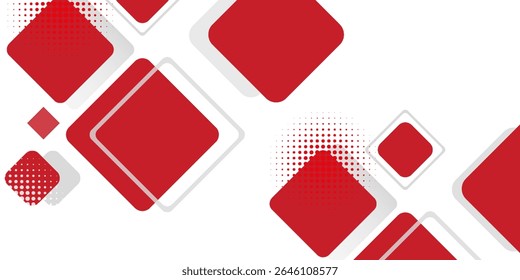 White background with abstract red grey square decoration. Vector illustration for modern presentation background, brochure design, business card background, website slider, landing page