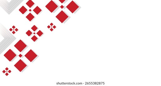 Plano de fundo branco com decoração quadrada cinza vermelho abstrato.EPS.10