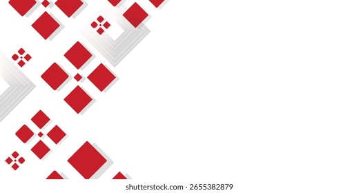 Plano de fundo branco com decoração quadrada cinza vermelho abstrato.EPS.10