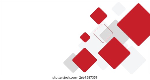 Fondo blanco con decoración cuadrada gris rojo abstracto. Ilustración vectorial para el fondo moderno de la presentación, diseño del folleto, fondo de la tarjeta de visita, regulador del Sitio web, página de aterrizaje