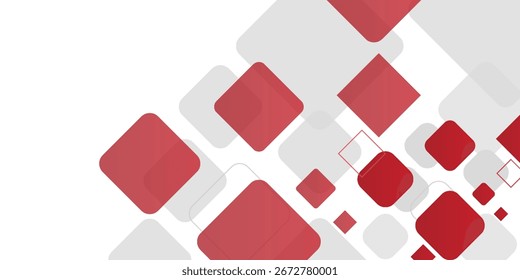 White background with abstract red grey square decoration. Vector illustration for modern presentation background, brochure design, business card background, website slider, landing page