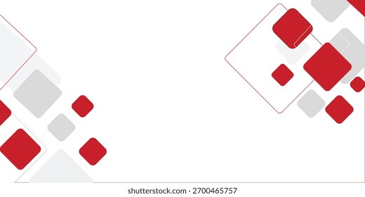 White background with abstract red grey square decoration., brochure design, business card background, website slider, landing page.vector Illustration