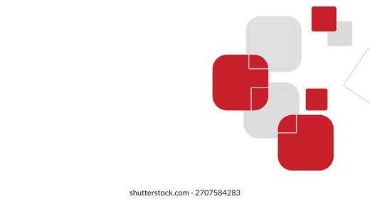 White background with abstract red grey square decoration. Vector illustration for modern presentation background, brochure design, business card background, website slider, landing page