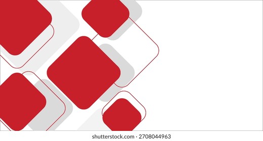 White background with abstract red grey square decoration. Vector illustration for modern presentation background, brochure design, business card background, website slider, landing page