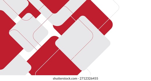 Fundo branco com decoração quadrada cinza vermelho abstrato