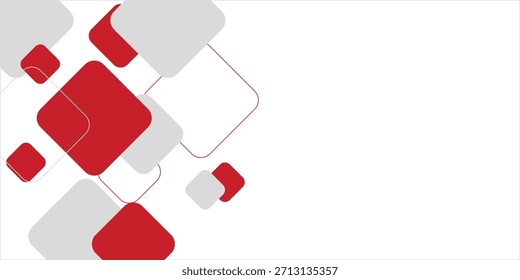 Fundo branco com decoração quadrada cinza vermelho abstrato. Ilustração vetorial para o plano de fundo da apresentação moderna, design de brochura, plano de fundo do cartão de visita, controle deslizante do site, página inicial