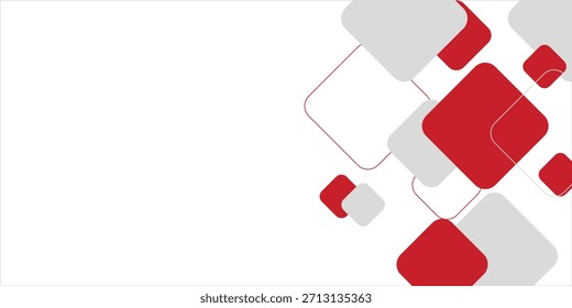 Fondo blanco con decoración cuadrada gris rojo abstracto. Ilustración vectorial para el fondo moderno de la presentación, diseño del folleto, fondo de la tarjeta de visita, 