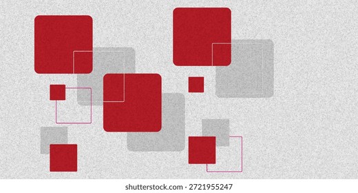 Weißer Hintergrund mit abstrakter roter grauer quadratischer Dekoration. Vektorgrafik für modernen Präsentationshintergrund, Broschürendesign, Visitenkartenhintergrund, Webseitenschieber, Landingpage