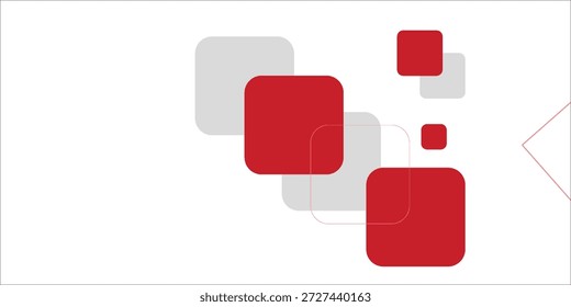Fundo branco com decoração quadrada cinza vermelho abstrato. Ilustração vetorial para o plano de fundo da apresentação moderna, design de brochura, plano de fundo do cartão de visita, controle deslizante do site, página inicial
