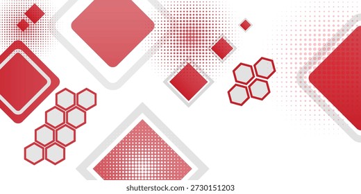 White background with abstract red grey square decoration. Vector illustration for modern presentation background, brochure design, business card background, website slider, landing page