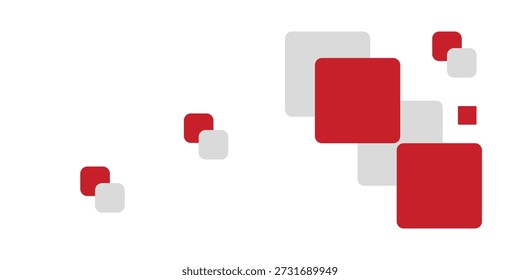 White background with abstract red grey square decoration. Vector illustration for modern presentation background, brochure design, business card background, website slider, landing page