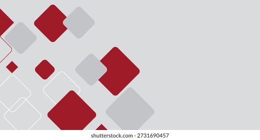 White background with abstract red grey square decoration. Vector illustration for modern presentation background, brochure design, business card background, website slider, landing page
