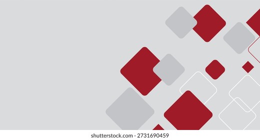 White background with abstract red grey square decoration. Vector illustration for modern presentation background, brochure design, business card background, website slider, landing page