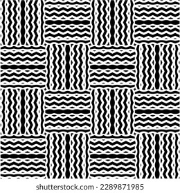 
 White background with abstract shapes. Black and white texture. Seamless monochrome repeating pattern  for decor, fabric or cloth.