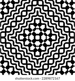 
 White background with abstract shapes. Black and white texture. Seamless monochrome repeating pattern  for decor, fabric or cloth.