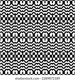
 White background with abstract shapes. Black and white texture. Seamless monochrome repeating pattern  for decor, fabric or cloth.