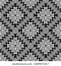  White background with abstract shapes. Black and white texture. Seamless monochrome repeating pattern  for decor, fabric or cloth.