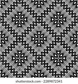  White background with abstract shapes. Black and white texture. Seamless monochrome repeating pattern  for decor, fabric or cloth.