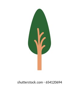 white background with abstract tree with foliage in shape oval vector illustration