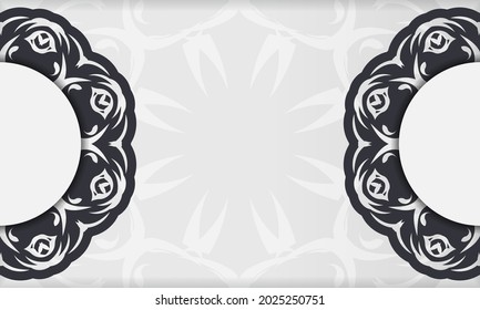 White background with abstract vintage ornaments and place for your text. Invitation card design with mandala ornament.