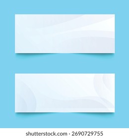 White background with abstract wave line set. White modern abstract wide banner with geometric shapes 