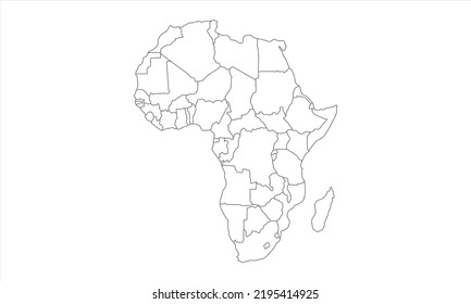 white background of africa map with line art design, perfect for office, banner, landing page, background, wallpaper and more